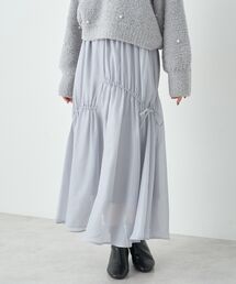 シャイニーアシンメトリーギャザースカート