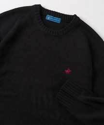 BEVERLY HILLS POLO CLUB（ビバリーヒルズポロクラブ）の「【71】【BEVERLY HILLS POLO CLUB/ビバリーヒルズポロクラブ】ワンポイントロゴ刺繍 無地／ボーダー クルーネックニット（ニット/セーター）」