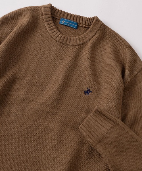 BEVERLY HILLS POLO CLUB（ビバリーヒルズポロクラブ）の「【71】【BEVERLY HILLS POLO CLUB/ビバリーヒルズポロクラブ】ワンポイントロゴ刺繍 無地／ボーダー クルーネックニット（ニット/セーター・メンズ・ブラック/ワイン/ブラック系その他/クリーム/モカ/ダークネイビー/ブラウン系/アイボリー系/ネイビー系/ブラック系/ブルー系/ブラック系1・M/XL/L）」の6枚目の写真