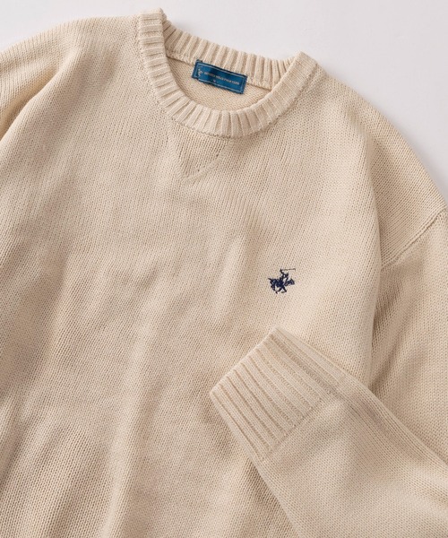 BEVERLY HILLS POLO CLUB（ビバリーヒルズポロクラブ）の「【71】【BEVERLY HILLS POLO CLUB/ビバリーヒルズポロクラブ】ワンポイントロゴ刺繍 無地／ボーダー クルーネックニット（ニット/セーター・メンズ・ブラック/ワイン/ブラック系その他/クリーム/モカ/ダークネイビー/ブラウン系/アイボリー系/ネイビー系/ブラック系/ブルー系/ブラック系1・M/XL/L）」の8枚目の写真