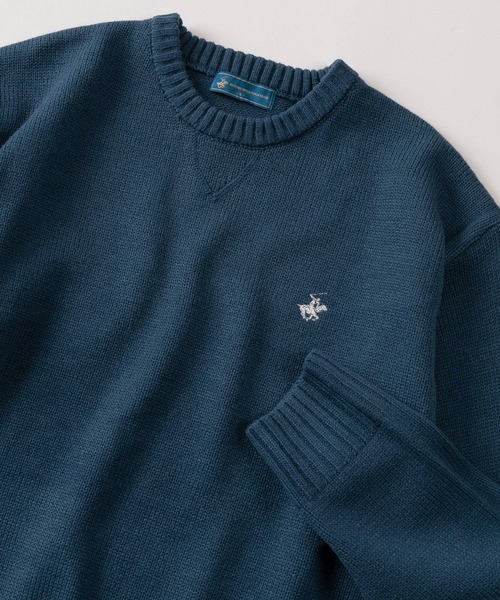 BEVERLY HILLS POLO CLUB（ビバリーヒルズポロクラブ）の「【71】【BEVERLY HILLS POLO CLUB/ビバリーヒルズポロクラブ】ワンポイントロゴ刺繍 無地／ボーダー クルーネックニット（ニット/セーター・メンズ・ブラック/ワイン/ブラック系その他/クリーム/モカ/ダークネイビー/ブラウン系/アイボリー系/ネイビー系/ブラック系/ブルー系/ブラック系1・M/XL/L）」の11枚目の写真