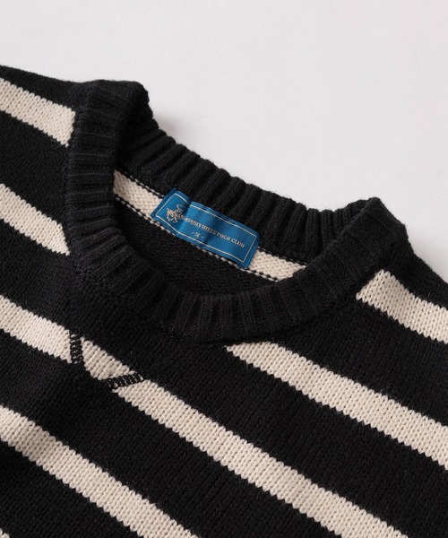 BEVERLY HILLS POLO CLUB（ビバリーヒルズポロクラブ）の「【71】【BEVERLY HILLS POLO CLUB/ビバリーヒルズポロクラブ】ワンポイントロゴ刺繍 無地／ボーダー クルーネックニット（ニット/セーター・メンズ・ブラック/ワイン/ブラック系その他/クリーム/モカ/ダークネイビー/ブラウン系/アイボリー系/ネイビー系/ブラック系/ブルー系/ブラック系1・M/XL/L）」の15枚目の写真