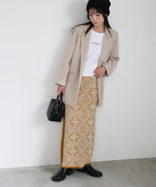 select MOCA(セレクトモカ)の「ジャカードダイヤ柄ニットスカート(スカート・レディース・ブラック/マスタード・MEDIUM/LARGE)」の13枚目の写真