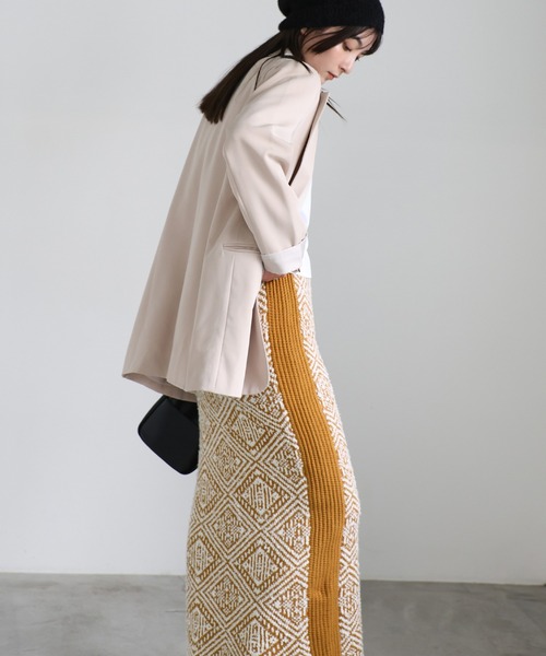select MOCA(セレクトモカ)の「ジャカードダイヤ柄ニットスカート(スカート・レディース・ブラック/マスタード・MEDIUM/LARGE)」の22枚目の写真