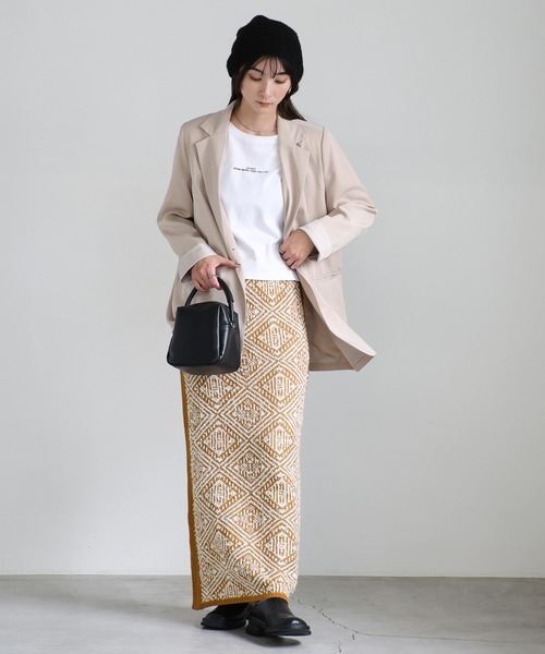 select MOCA(セレクトモカ)の「ジャカードダイヤ柄ニットスカート(スカート・レディース・ブラック/マスタード・MEDIUM/LARGE)」の11枚目の写真