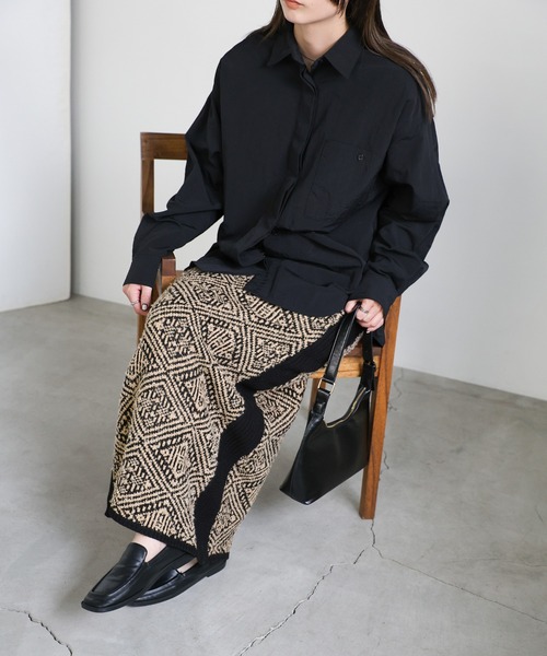 mutaジャガートモックネックプルオーバー▪︎ジャガートスカート セットアップ セール】ジャカードダイヤ柄ニットスカート（スカート）｜select MOCA