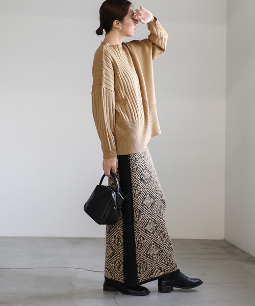 セール】ジャカードダイヤ柄ニットスカート（スカート）｜select MOCA