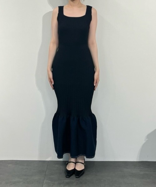【新品タグ付】ANDRESD black dress／アンドレスド ANDRESD ドレス decollete dot dress / デコルテドットドレス