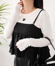 WEGO | WEGO/【24年秋冬新作】ワンポイントデザインフィンガーホールリブロンT(Tシャツ/カットソー)