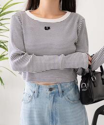 WEGO | WEGO/【24年秋冬新作】ワンポイントデザインフィンガーホールリブロンT(Tシャツ/カットソー)