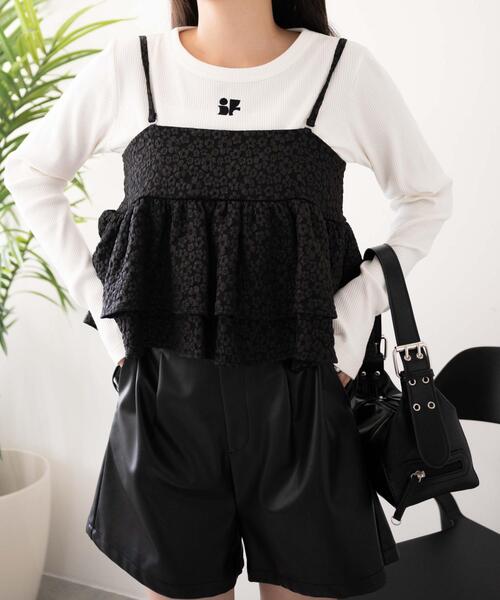 WEGO（ウィゴー）の「WEGO/ワンポイントデザインフィンガーホールリブロンT（Tシャツ/カットソー・レディース・オフホワイト/ホワイト系その他5/ブラック/ブラック系その他5・FREE）」の10枚目の写真