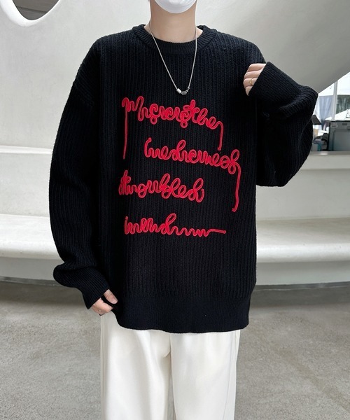 FVLMEN（フルメン）の「【FVLMEN】message logo stitch knit pullover/メッセージ ロゴ ステッチ ニット プルオーバー（ニット/セーター・メンズ・チャコールグレー/ブラック/レッド・MEDIUM/LARGE/X-LARGE）」の10枚目の写真