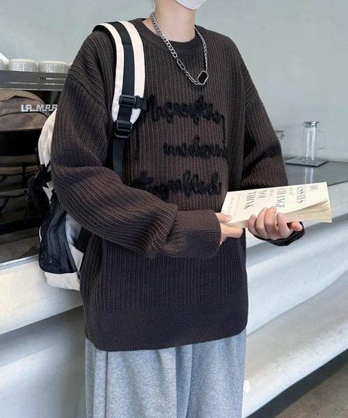 FVLMEN（フルメン）の「【FVLMEN】message logo stitch knit pullover/メッセージ ロゴ ステッチ ニット プルオーバー（ニット/セーター・メンズ・チャコールグレー/ブラック/レッド・MEDIUM/LARGE/X-LARGE）」の16枚目の写真
