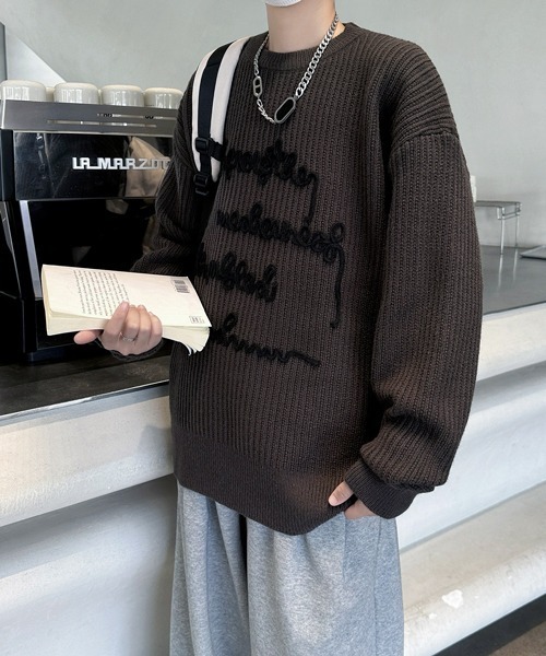 FVLMEN（フルメン）の「【FVLMEN】message logo stitch knit pullover/メッセージ ロゴ ステッチ ニット プルオーバー（ニット/セーター・メンズ・チャコールグレー/ブラック/レッド・MEDIUM/LARGE/X-LARGE）」の15枚目の写真