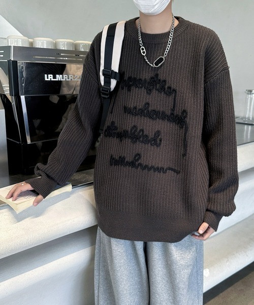 FVLMEN（フルメン）の「【FVLMEN】message logo stitch knit pullover/メッセージ ロゴ ステッチ ニット プルオーバー（ニット/セーター・メンズ・チャコールグレー/ブラック/レッド・MEDIUM/LARGE/X-LARGE）」の17枚目の写真