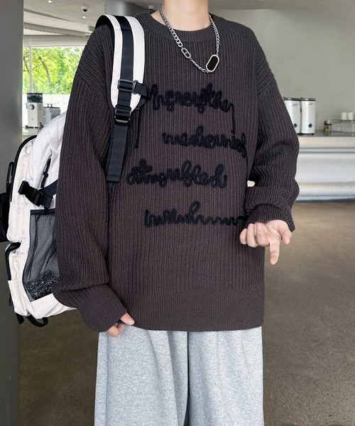 FVLMEN（フルメン）の「【FVLMEN】message logo stitch knit pullover/メッセージ ロゴ ステッチ ニット プルオーバー（ニット/セーター・メンズ・チャコールグレー/ブラック/レッド・MEDIUM/LARGE/X-LARGE）」の21枚目の写真