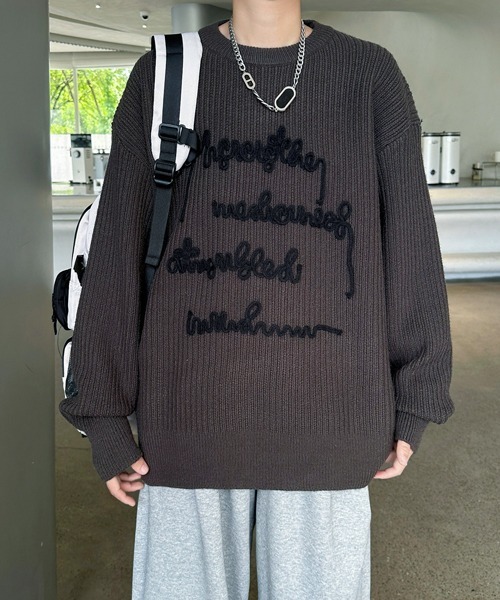 FVLMEN（フルメン）の「【FVLMEN】message logo stitch knit pullover/メッセージ ロゴ ステッチ ニット プルオーバー（ニット/セーター・メンズ・チャコールグレー/ブラック/レッド・MEDIUM/LARGE/X-LARGE）」の22枚目の写真