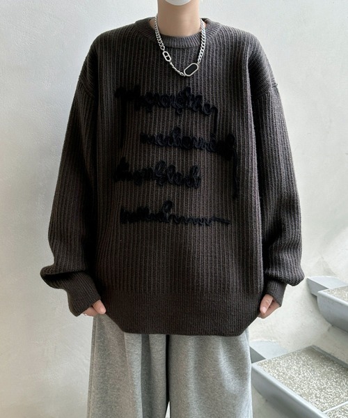 FVLMEN（フルメン）の「【FVLMEN】message logo stitch knit pullover/メッセージ ロゴ ステッチ ニット プルオーバー（ニット/セーター・メンズ・チャコールグレー/ブラック/レッド・MEDIUM/LARGE/X-LARGE）」の14枚目の写真