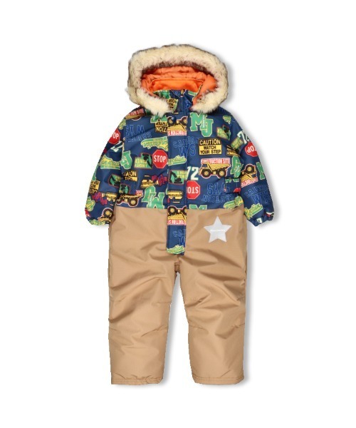 【セール】働く車ロゴ柄スノーコンビ（ロンパース）｜moujonjon（ムージョンジョン）