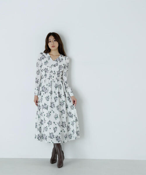 【セール】◇スリットショルダープリントワンピース（ワンピース）｜NATURAL BEAUTY BASIC（ナチュラルビューティーベーシック）