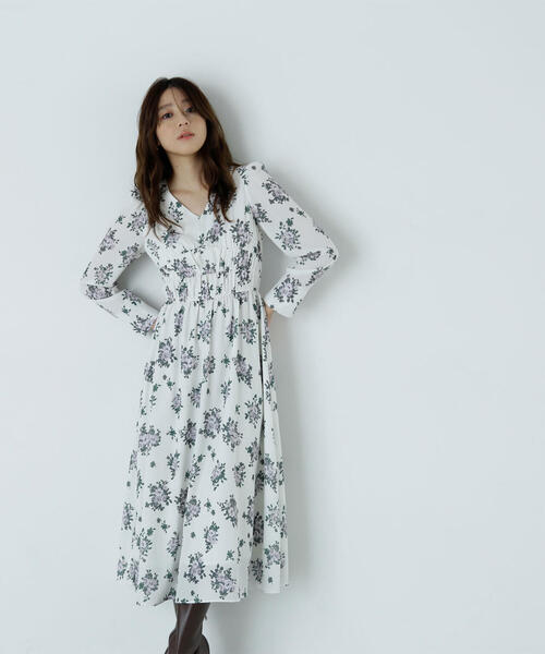 【セール】◇スリットショルダープリントワンピース（ワンピース）｜NATURAL BEAUTY BASIC（ナチュラルビューティーベーシック）