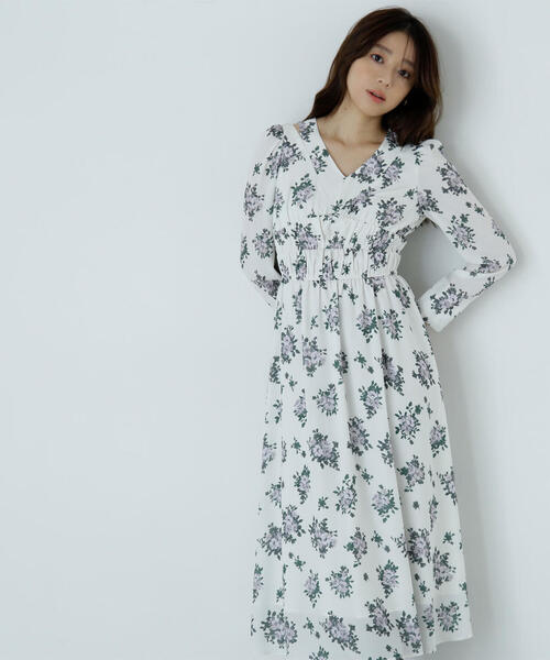 【セール】◇スリットショルダープリントワンピース（ワンピース）｜NATURAL BEAUTY BASIC（ナチュラルビューティーベーシック）