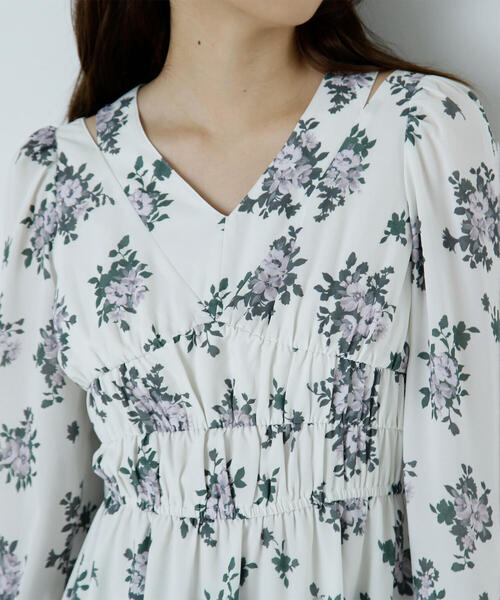 【セール】◇スリットショルダープリントワンピース（ワンピース）｜NATURAL BEAUTY BASIC（ナチュラルビューティーベーシック）