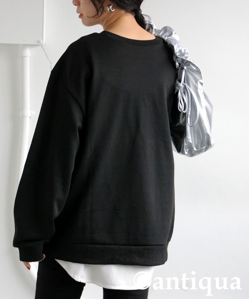 antiqua(アンティカ)の「プリントデザイントップス(スウェット・レディース・ブラック/ホワイト・ONESIZE)」の13枚目の写真