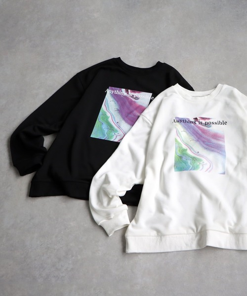 antiqua(アンティカ)の「プリントデザイントップス(スウェット・レディース・ブラック/ホワイト・ONESIZE)」の18枚目の写真