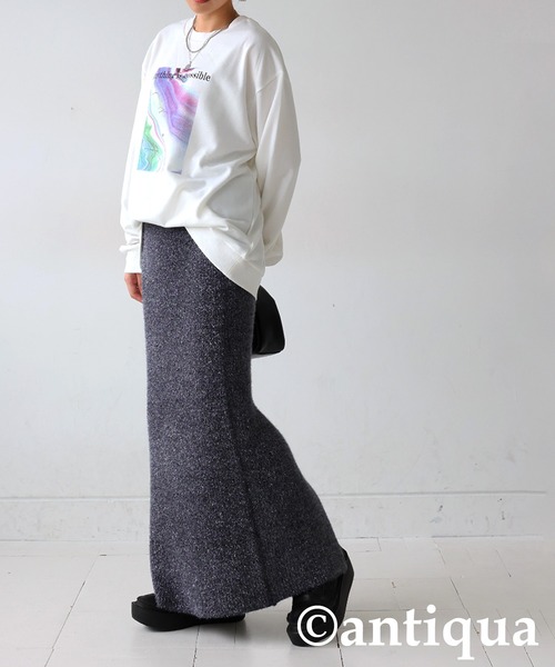 antiqua(アンティカ)の「プリントデザイントップス(スウェット・レディース・ブラック/ホワイト・ONESIZE)」の7枚目の写真