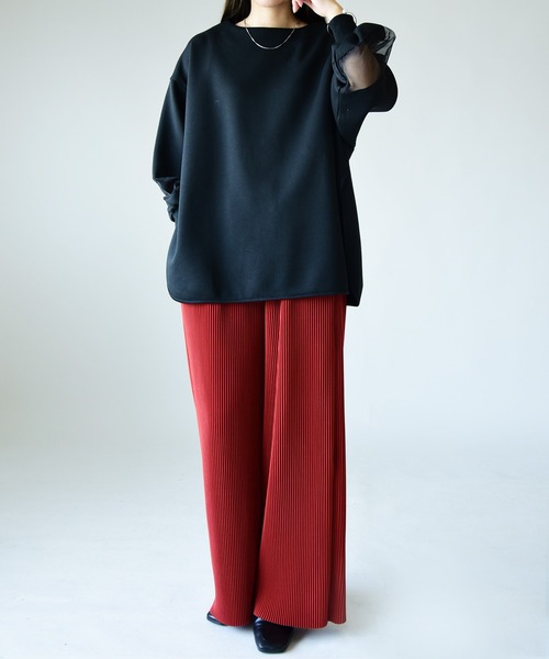 and it_（アンドイット）の「シアー切替スクーバワイドプルオーバー（スウェット・レディース・チャコール/アイボリー/ブラック・M）」の10枚目の写真