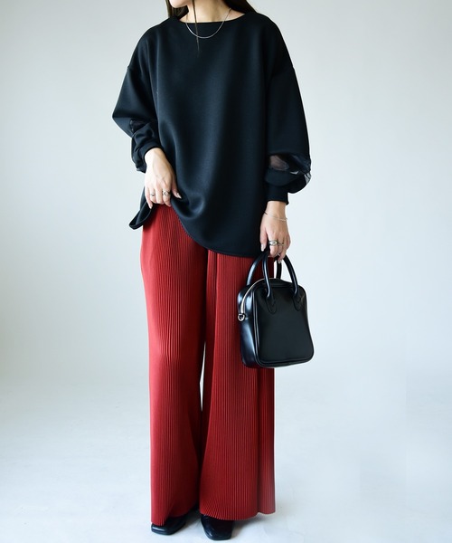 and it_（アンドイット）の「シアー切替スクーバワイドプルオーバー（スウェット・レディース・チャコール/アイボリー/ブラック・M）」の11枚目の写真