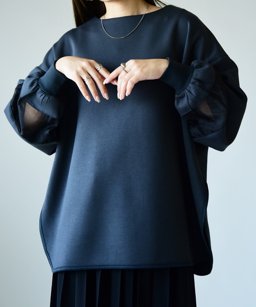 and it_（アンドイット）の「シアー切替スクーバワイドプルオーバー（スウェット・レディース・チャコール/アイボリー/ブラック・M）」の12枚目の写真