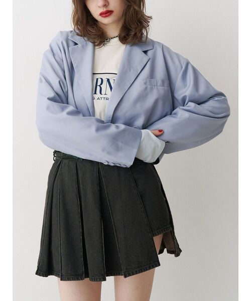 jouetie（ジュエティ）の「ヘムレースショートジャケット【セットアップ対応】卒業式 入学式 結婚式 二次会（テーラードジャケット・レディース・グレー/レッド/ブルー・MEDIUM）」の8枚目の写真