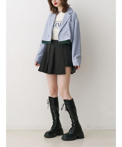 jouetie（ジュエティ）の「ヘムレースショートジャケット【セットアップ対応】卒業式 入学式 結婚式 二次会（テーラードジャケット・レディース・グレー/レッド/ブルー・MEDIUM）」の11枚目の写真