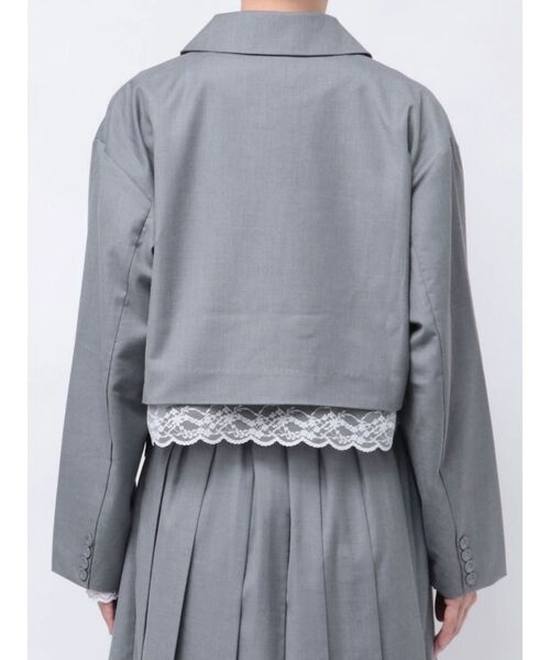 ♡週末限定値下げ♡ケイミー★ボレロジャケット7号 ★グレー ヘムレースショートジャケット【セットアップ対応】卒業式 入学式 結婚