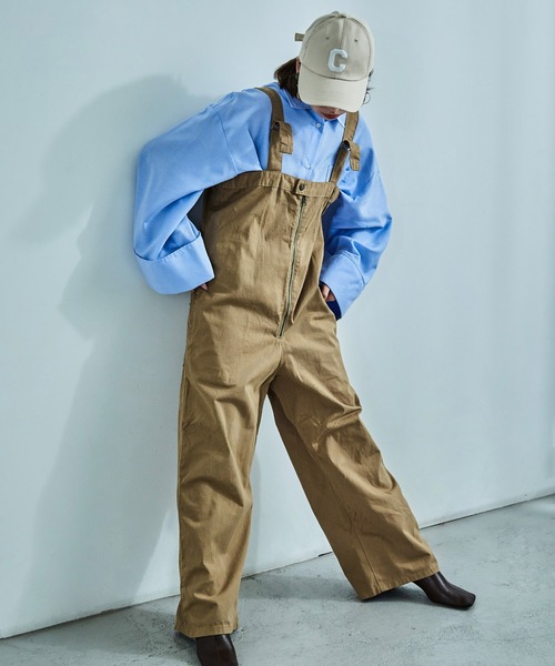 Fashion Letter（ファッションレター）の「【M-4L】 センタージップ ハイウエストサロペット ワイドパンツ（サロペット/オーバーオール・レディース・カーキ/ブラック/ベージュ・4L/3L/LL/L/M）」の5枚目の写真