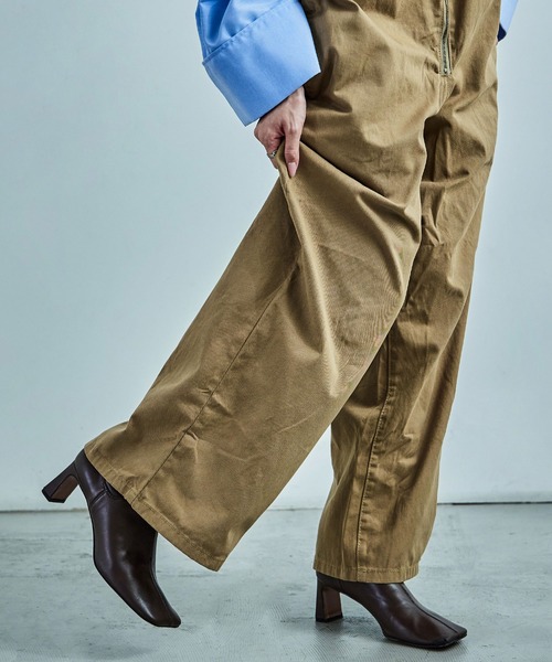 Fashion Letter（ファッションレター）の「【M-4L】 センタージップ ハイウエストサロペット ワイドパンツ（サロペット/オーバーオール・レディース・カーキ/ブラック/ベージュ・4L/3L/LL/L/M）」の11枚目の写真