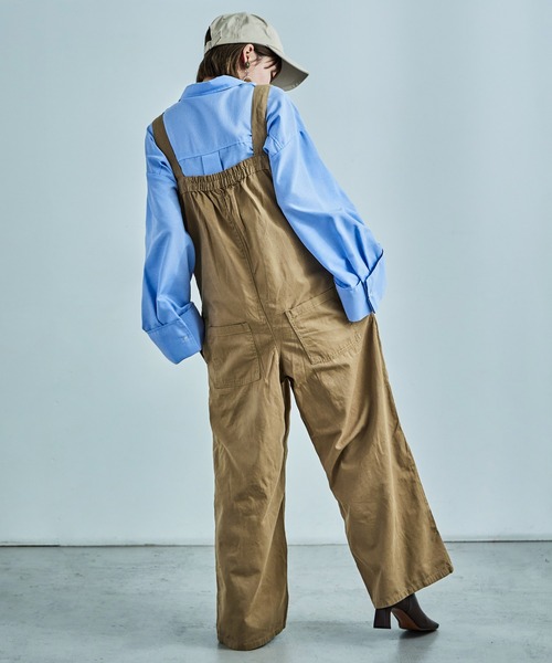 Fashion Letter（ファッションレター）の「【M-4L】 センタージップ ハイウエストサロペット ワイドパンツ（サロペット/オーバーオール・レディース・カーキ/ブラック/ベージュ・4L/3L/LL/L/M）」の12枚目の写真