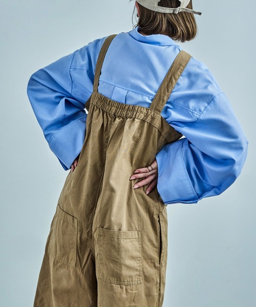 Fashion Letter（ファッションレター）の「【M-4L】 センタージップ ハイウエストサロペット ワイドパンツ（サロペット/オーバーオール・レディース・カーキ/ブラック/ベージュ・4L/3L/LL/L/M）」の13枚目の写真