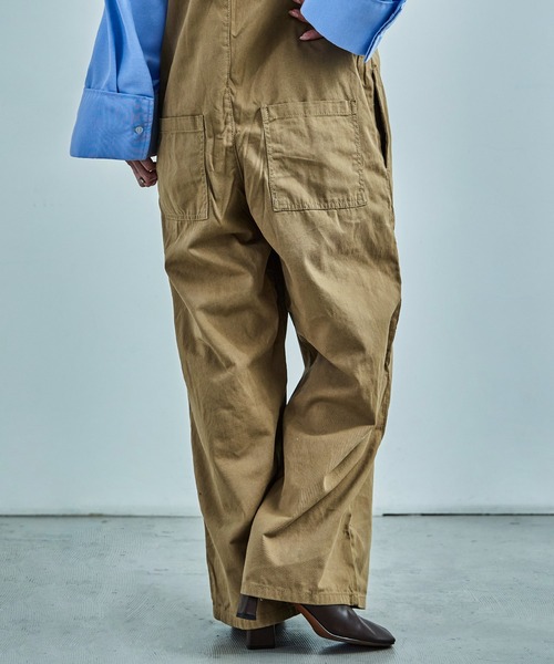 Fashion Letter（ファッションレター）の「【M-4L】 センタージップ ハイウエストサロペット ワイドパンツ（サロペット/オーバーオール・レディース・カーキ/ブラック/ベージュ・4L/3L/LL/L/M）」の14枚目の写真