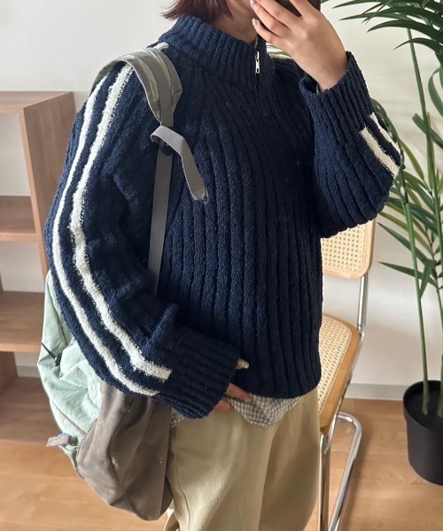 nemne store（ネンネストア）の「[keel]ブークレニットジップトラック（ニット/セーター・レディース・ネイビー/パープル系・SMALL/MEDIUM）」の11枚目の写真