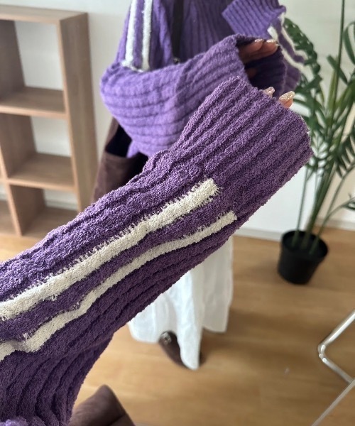 nemne store（ネンネストア）の「[keel]ブークレニットジップトラック（ニット/セーター・レディース・ネイビー/パープル系・SMALL/MEDIUM）」の5枚目の写真