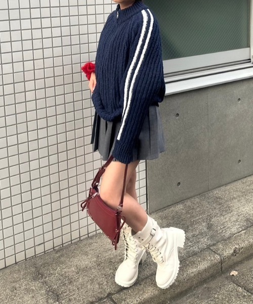 nemne store（ネンネストア）の「[keel]ブークレニットジップトラック（ニット/セーター・レディース・ネイビー/パープル系・SMALL/MEDIUM）」の9枚目の写真