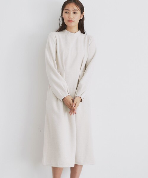index（インデックス）の「◆《S-LLsize》起毛ツイード調ジャージワンピース【洗濯機洗い可】（ワンピース・レディース・グレー/ブルーグリーン/ベージュ系その他7/ブラック系3・40/36/42/38）」の4枚目の写真