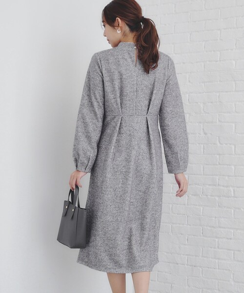 index（インデックス）の「◆《S-LLsize》起毛ツイード調ジャージワンピース【洗濯機洗い可】（ワンピース・レディース・グレー/ブルーグリーン/ベージュ系その他7/ブラック系3・40/36/42/38）」の5枚目の写真