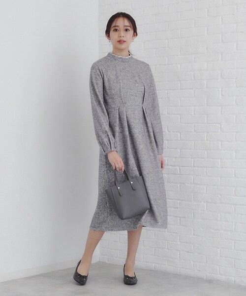 index（インデックス）の「◆《S-LLsize》起毛ツイード調ジャージワンピース【洗濯機洗い可】（ワンピース・レディース・グレー/ブルーグリーン/ベージュ系その他7/ブラック系3・40/36/42/38）」の6枚目の写真