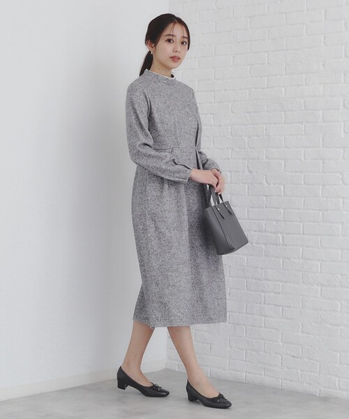 index（インデックス）の「◆《S-LLsize》起毛ツイード調ジャージワンピース【洗濯機洗い可】（ワンピース・レディース・グレー/ブルーグリーン/ベージュ系その他7/ブラック系3・40/36/42/38）」の7枚目の写真