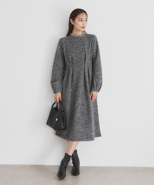 index（インデックス）の「◆《S-LLsize》起毛ツイード調ジャージワンピース【洗濯機洗い可】（ワンピース・レディース・グレー/ブルーグリーン/ベージュ系その他7/ブラック系3・40/36/42/38）」の10枚目の写真