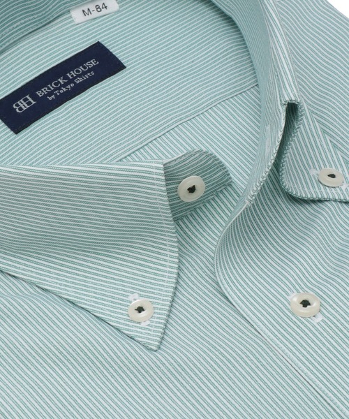 TOKYO SHIRTS（トウキョウシャツ）の「形態安定ノーアイロン ボタンダウン 長袖ビジネスワイシャツ（ビジネスシャツ・メンズ・グリーン・首回り37cm-裄丈80cm/首回り39cm-裄丈80cm/首回り39cm-裄丈84cm/首回り41cm-裄丈82cm/首回り41cm-裄丈86cm/首回り42cm-裄丈82cm/首回り42cm-裄丈86cm/首回り43cm-裄丈82cm/首回り43cm-裄丈86cm/首回り37cm-裄丈84cm）」の2枚目の写真